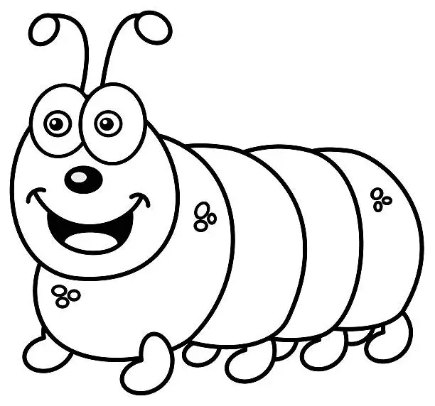 Vector illustration of smiling caterpillar for coloring