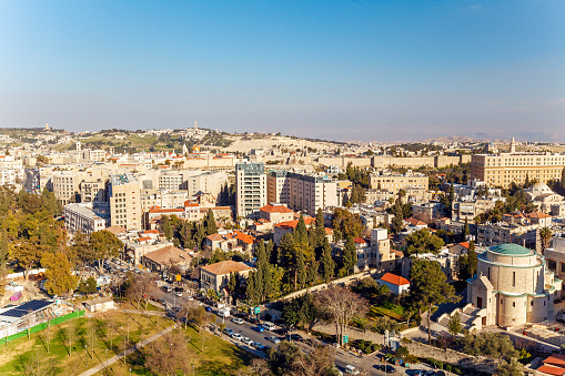 Aerial View of Jerusalem before Sunset, Israel