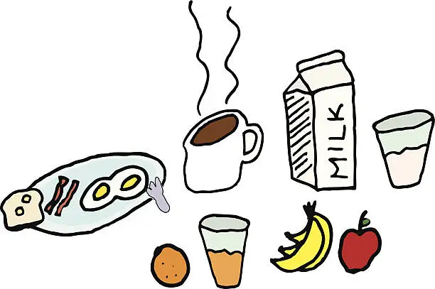 Vector illustration of Example of a classic breakfast