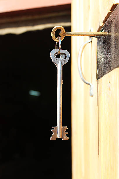 istock The key in the lock in the garage 486939598
