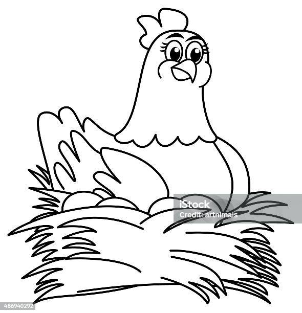 Hen Brooding Eggs For Coloring Stock Illustration - Download Image Now -  Animal Nest, Hen, 2015 - iStock