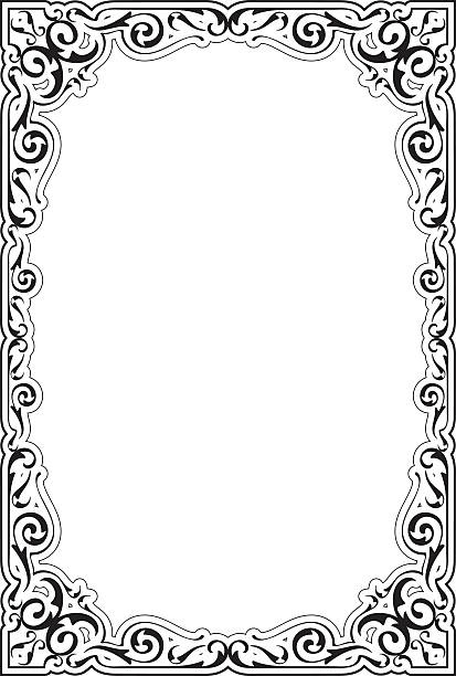 ornate frame в викторианском стиле - tendril fabolous curve pattern stock illustrations