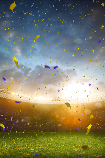 istock Evening stadium arena soccer field championship win. 486942740