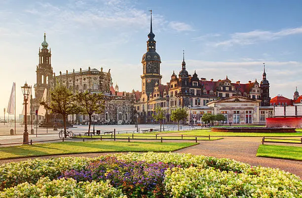 Photo of Dresden square at sunrise - Hofkirche