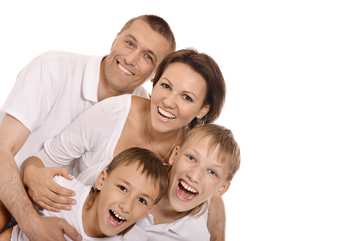 Cute family isolated on a white background