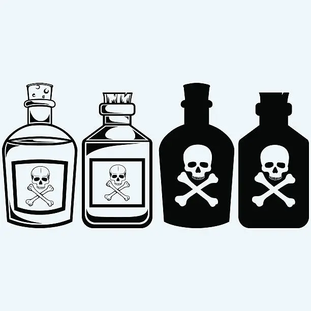 Vector illustration of Glass bottles of poison