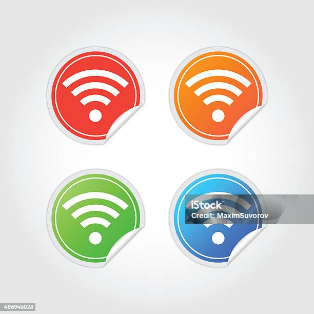 Wi Fi Icons Labels Set Stock Illustration - Download Image Now - 2015, Accessibility, Badge