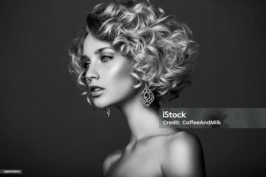 Beautiful woman with stylish hairstyle Fashion Model Stock Photo
