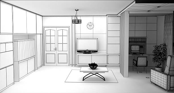 istock rendering  3D of white living room interior 486949052