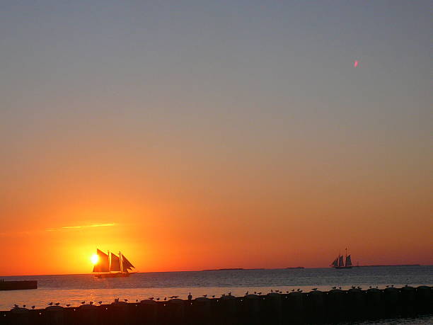 istock Sunset At Key West With Sailing Boat 486949700