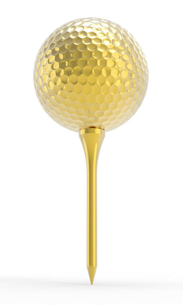istock Golden Golf Ball On A Gold Tee 486951930