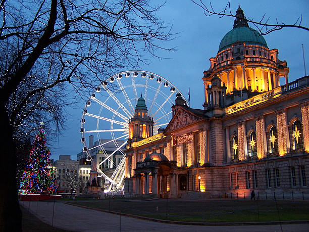 Belfast City Hall Belfast, Northern Ireland - January 03, 2009: Belfast City Hall decorated for Christmas belfast photos stock pictures, royalty-free photos & images