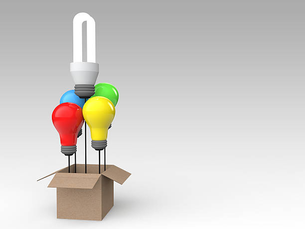 istock 3D light bulbs out of box 486954456