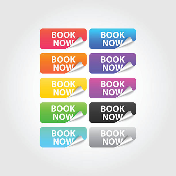 book now labels set book now labels set join today button stock illustrations