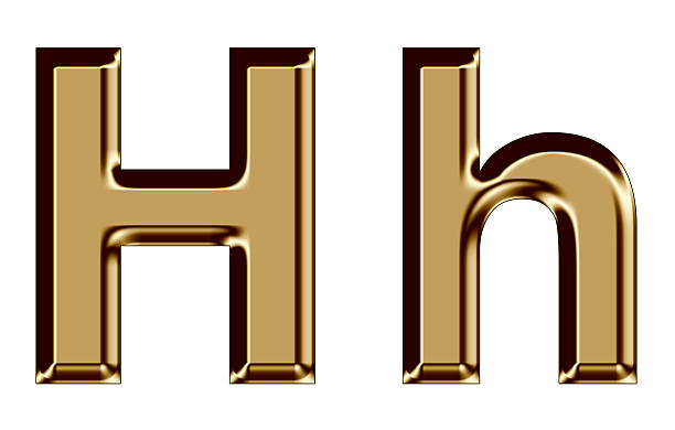 Golden letter H,h on white background