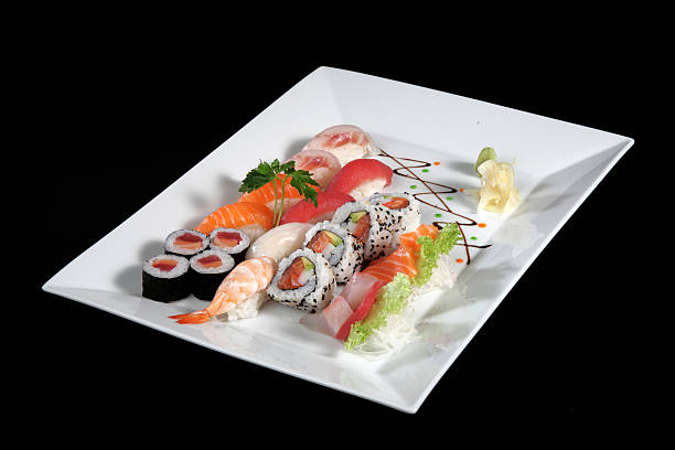 istock sushi and sashimi with wasabi on plate 486956930