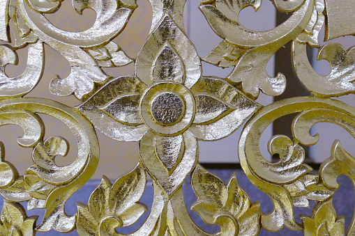 thailand traditional carving sculpture art of golden flower