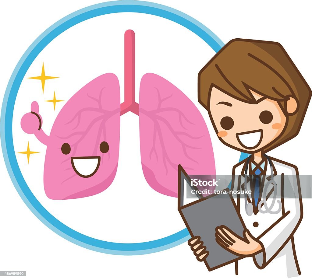Médico e pulmão - Vetor de Revista em quadrinhos - Produção artística royalty-free