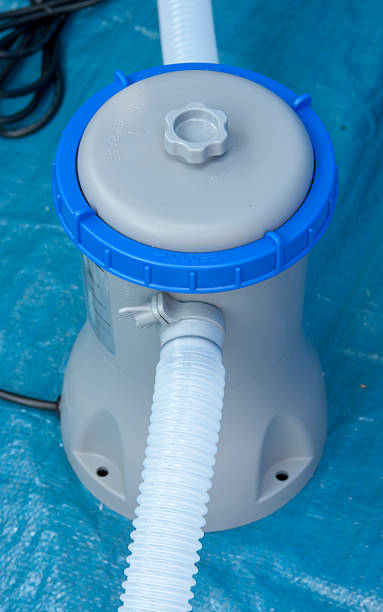 istock pump with a filter for water treatment in a pool 486959642