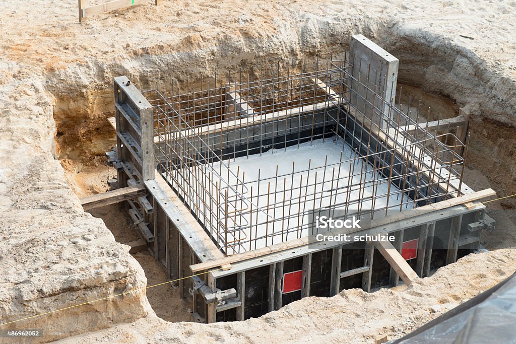 Foundation in the ground - construction Construction Site Stock Photo