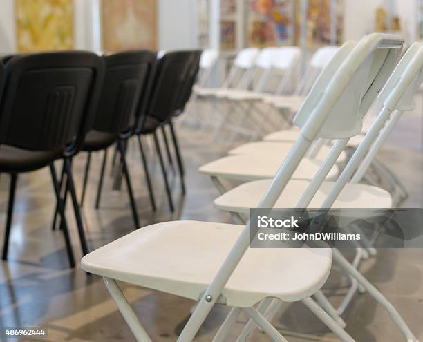 Black And White Conference Chairs Stock Photo - Download Image Now - 2015, Arranging, Black Color