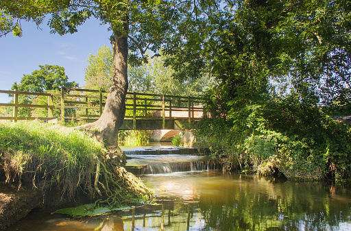 The River Deben as it runs through the village of Lower Ufford in Suffolk. 