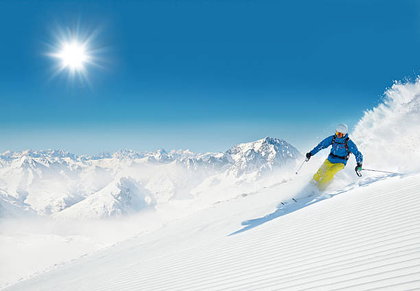 istock Man skier running downhill 486963464