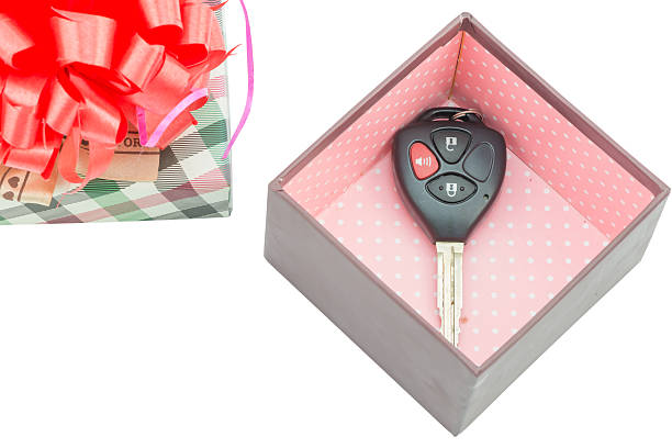 istock key car in gift box, isolated on the white background 486963506