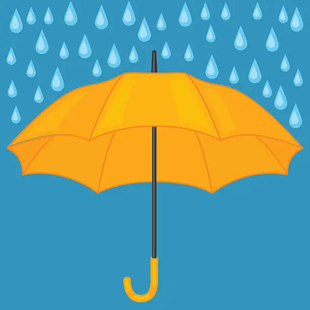 Vector illustration of Abstract background with colored umbrella and rain drops