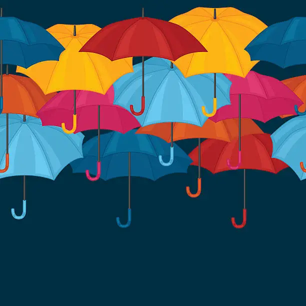 Vector illustration of Seamless pattern with colored umbrellas for background design