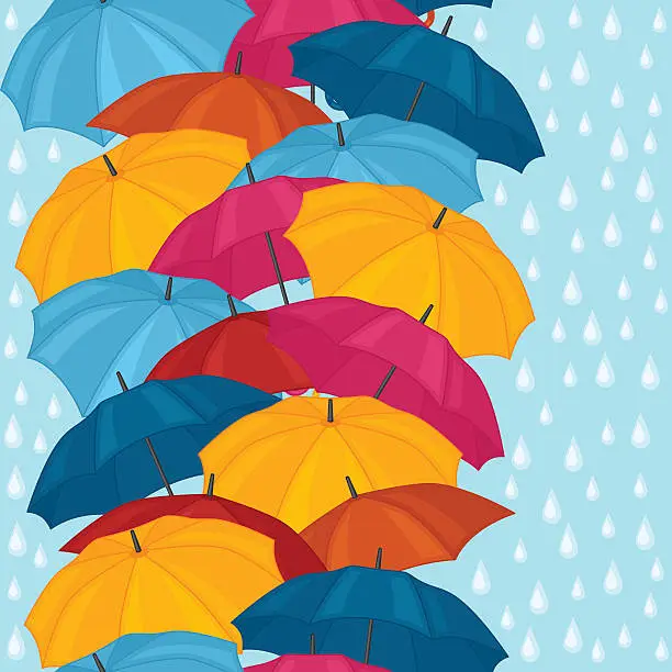 Vector illustration of Seamless pattern with colored umbrellas for background design