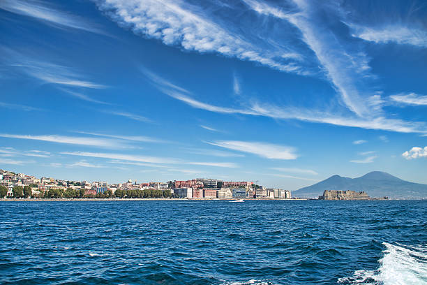 Naples from the sea stock photo