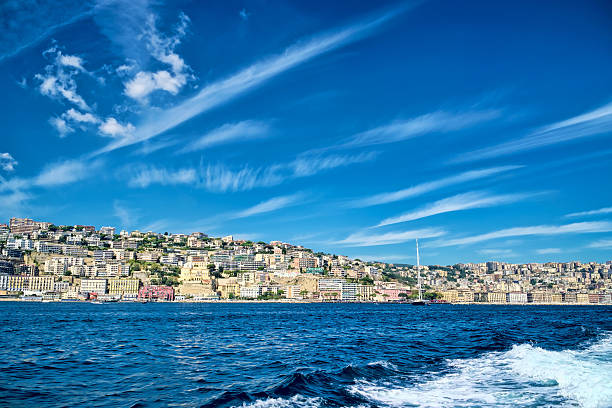 Naples from the sea stock photo