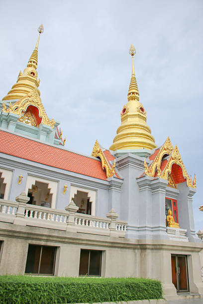 istock Thai temple with two gold towers 486971920
