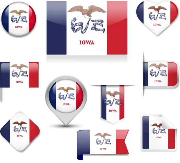 Vector illustration of Iowa Flag Collection