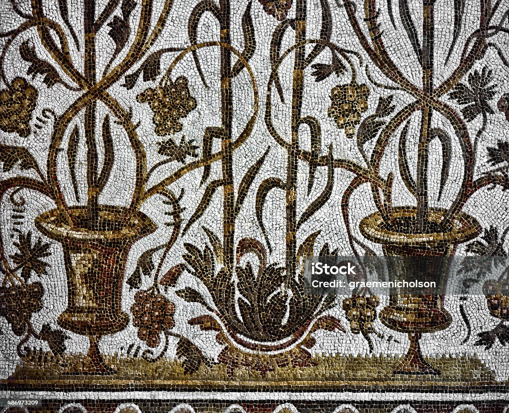 Mosaic Mosaic with grapevine motif. Grape Stock Photo