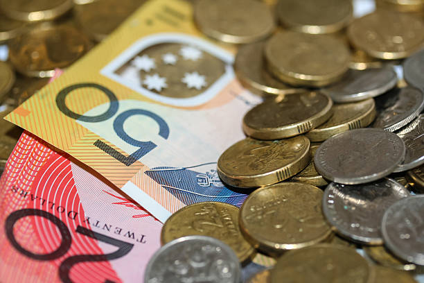 Australian money, coins and notes. stock photo