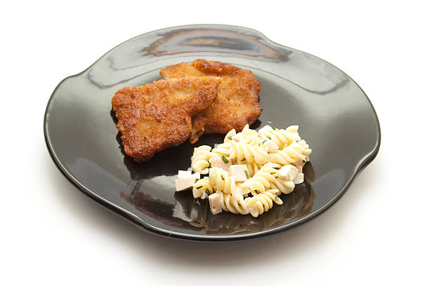 Fresh Breaded and Baked Beef Slices with Noodle Salad