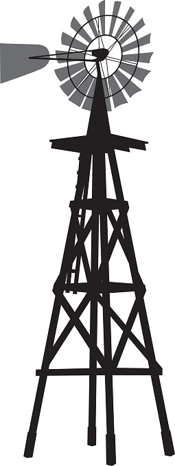Vector silhouette of a windmill.