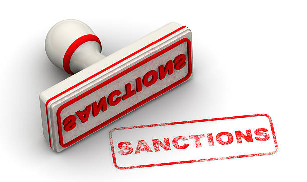 Sanctions. Seal and imprint stock photo