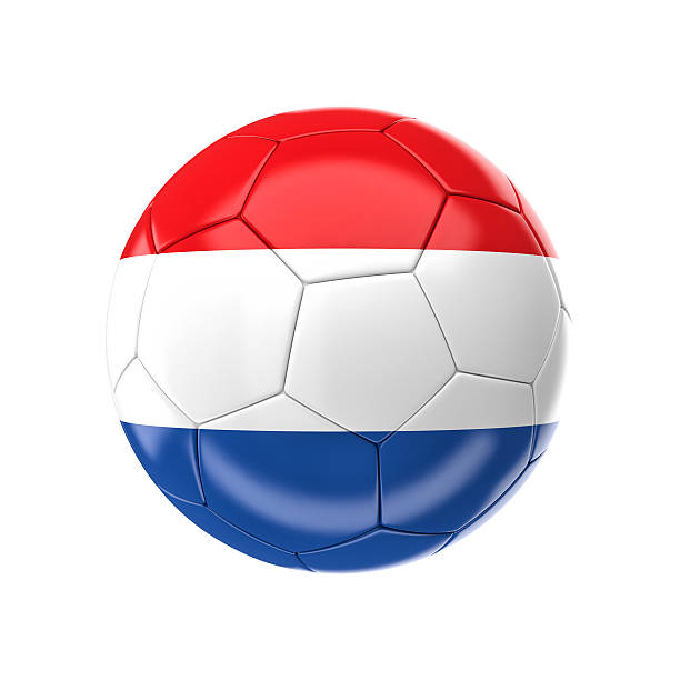 3d rendering of soccer ball with national flag on a grass field.