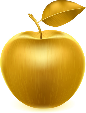 Realistic golden apple.