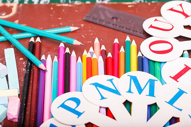 istock Colorful stationary on desk 486974774