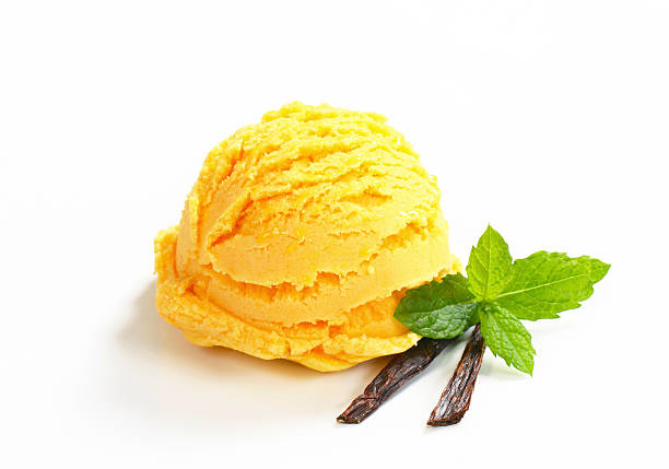 istock Single scoop of yellow ice cream 486975325