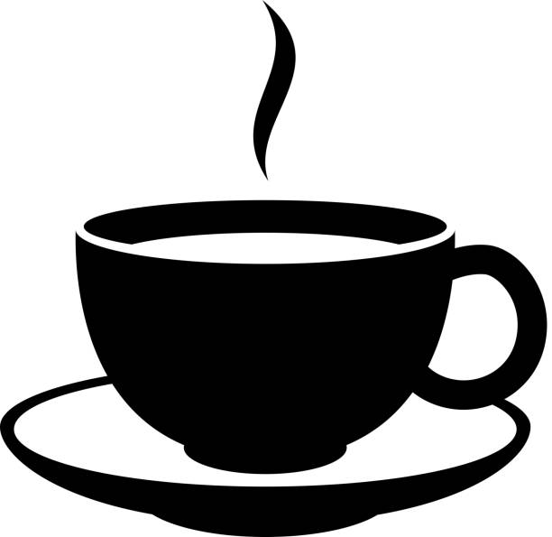 ilustraciones, imágenes clip art, dibujos animados e iconos de stock de simple icono de una taza de té o café.  negro taza. - tea cup