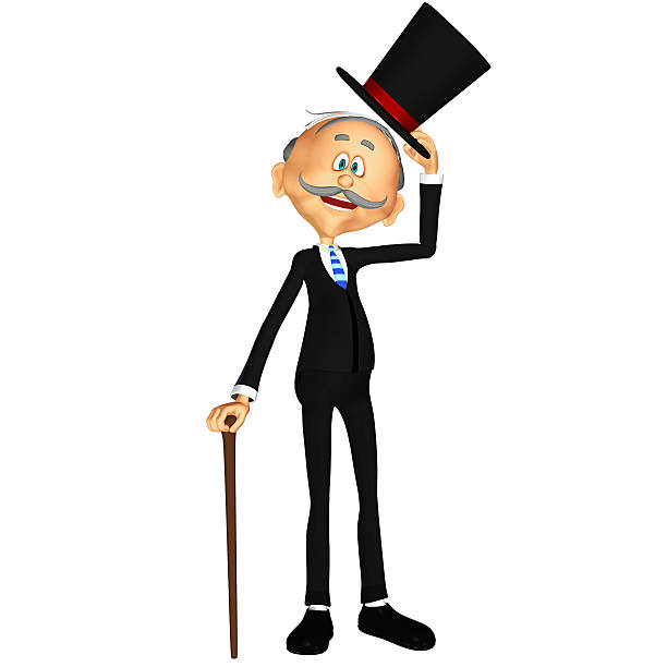 Illustration of an old gentleman isolated on a white background