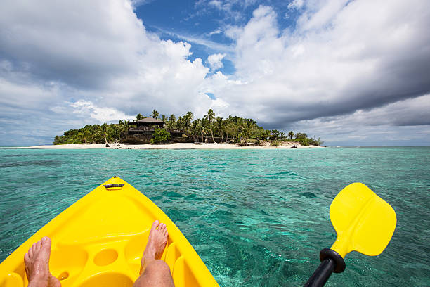 istock Kayaking by a tropical island in Fiji 486977925