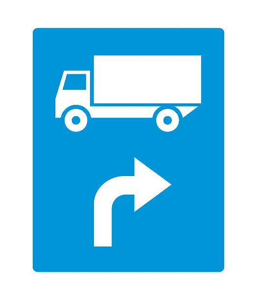 Vector illustration of Traffic sign:ahead truck turn right.