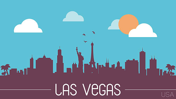 ilustraciones, imágenes clip art, dibujos animados e iconos de stock de las vegas, usa skyline silhouette - las vegas