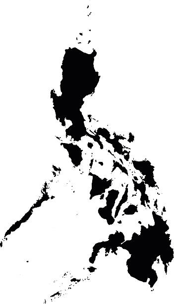 Philippine vector map in black silhouette vector art illustration